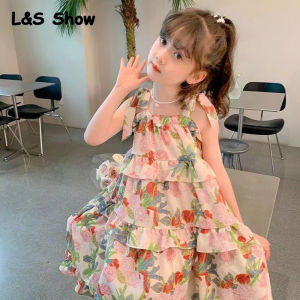 LS โชว์ชุดคามิโซลของเด็กผู้หญิงกระโปรงเจ้าหญิงสวมใส่ฤดูร้อนกระโปรงชายหาดชุดเดรสกระโปรงดอกไม้สำหรับเด็ก