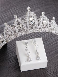 Princess Style Wedding Crown Hair Accessory Set: Sparkling Alloy Gemstone Headwear for Bridal Gown & Birthday Party Favors