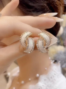 Elegant Geometric Double C Earrings 2022 New Arrival Fashionable Silver Needle Hypoallergenic Airy Luxury Feel Ear Studs for Women