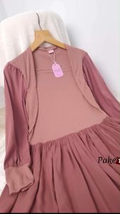 Gamis Wanita Rayon Kombinasi Rib Knit Jumbo Terbaru Dress Mayung Kondangan Lebaran Bahan Adem