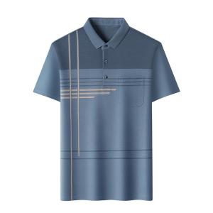 ROMON | Lomond Mens Ice Silk Short Sleeve Polo Shirt Summer Thin Collar T-Shirt Fathers Day Top Fashion Urban Style Cotton Polyester Blend