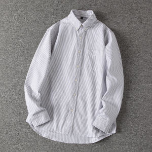 Áo Sơ Mi Nam Cotton Nguyên Chất Dài Tay Thường Ngày Cổ Bẻ Kẻ Sọc Đa Năng Cỡ Lớn Phong Cách Hàn Quốc Thời Trang Mùa Đông