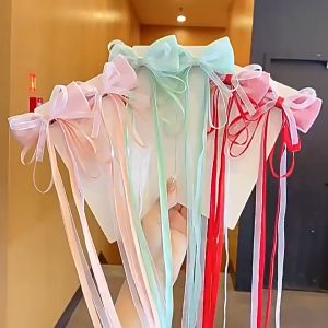 2PCS Girls Tassel Ribbon Bow Hair Clip Set Kids Bow Hairpin Hair Styling Tools Princess Barrettes Hair Accessories