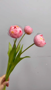 (1 Tangkai) Soft Rubber Tulip Premium Artificial/Bunga Dekorasi Palsu
