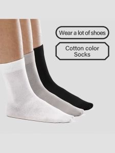 HeyBanana ถุงเท้ากีฬา ถุงเท้าทำงาน ถุงเท้าข้อกลาง สีพื้น ระบายความชื้น ลดกลิ่นเท้า สไตล์ลำลอง 1 คู่/3 คู่ในชุด