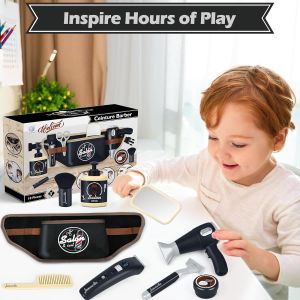 Fun Simulation Role Playing Barber Pretend Play Hair Dryer Storage Waist Bag Set Boys Puzzle Birthday Christmas Toy Gift