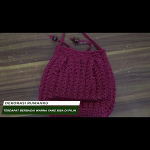 Tas Rajut Wanita Muslimah Modern - Tas Tote bag resleting kain tebal - Tas Slempang Rajut - Tas Rajut Selempang serut mini Polos