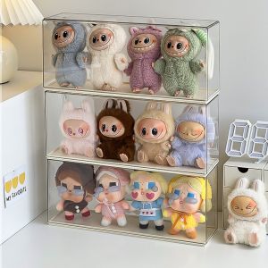 Labubu Transparent Display Box Dustproof Doll Toy Storage Rack Blind Box Hanging Ornament Organizer Plastic Material for Bedroom