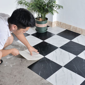 Bathroom Waterproof Floor And Wall Stickers Self Adhesive Tile Decals Anti Slip Wear Resistant Modern Simple Style PVC Material