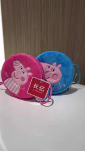 100% Genuine Peppa Pig Kawaii Plush Round Backpack Toys George Kindergarten Cartoon Shoulder Bag Coin Purse Girls Birthday Gift