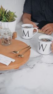 ZEN Mug Gelas Keramik Alphabet Huruf White 390 ml + Box
