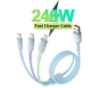 3 in 1 USB Cable 6A 240W USB Double Type C Charging Cable For iPhone 14 13 12 Huawei Honor Xiaomi 13 ViVo Oppo Data Cord
