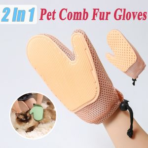 2 in 1 Pet Comb Fur Gloves Hair Remover Gloves Massage Bathing Brush Grooming Gloves Pet Bath Hair Removal Brush