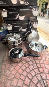 Bộ 3 nồi xửng Inox 304 cao cấp Fivestar Plus FS08CGSW quai nhựa tặng Chảo chống dính 26cm bảo hành 25 năm