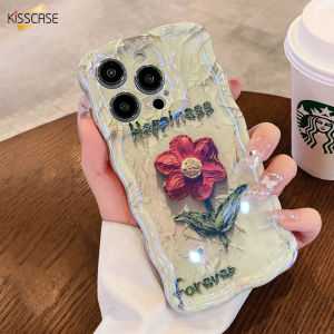 KISSCASE Oil Painting Little Red Flower For iPhone 14 Pro Max Case New Blu-Ray Iphone13Pro Bouquet Ip12 Silicone 11 Female Anti-Fall Cover Por Lens All-Inclusive Premium Sense TPU Soft Shell Protective Back Cover
