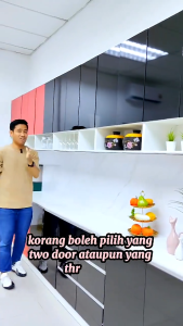 FINSSO High Gloss Kitchen Cabinet with Waterproof Surface / Kitchen Cabinets Base Unit Kitchen Storage Almari Dapur/ Black Glass Kitchen Cabinet
