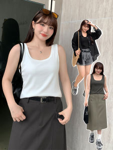 plus Size Womens Wide Strap Tank Top Solid Color Base Layer Summer Outerwear Commute Korean Style Loose Fit Short Sleeve