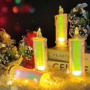 LED Colorful candle lights bedroom night lights ornaments gifts birthday decorations candlestick lamp battery candle light for altar