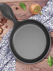 Japanese Style Creative Aluminum Alloy Single Handle Rabbit Ear Baking Pan Sauté Pan round Pizza Plate Pasta Plate Cheese Steak Plate