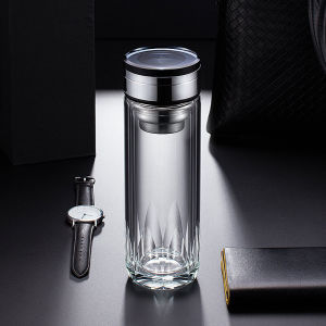 Double Layered Glass Cup for Men Tea Water Separation Tea Brewing Cup 2025 New Model Gift Envelope European Style Transparent Crystal