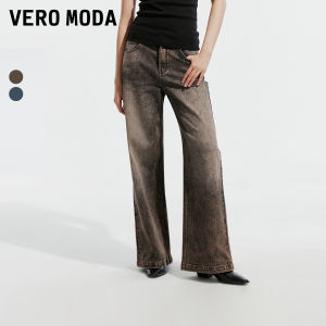 Vero Moda High Waist Wide Leg Denim Jeans Autumn Winter Distressed Style Cotton Polyester Blend Ladies Loose Fit Trousers