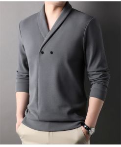 Áo nỉ thun nam dài tay cổ vest - Chất dày dặn lên form chuẩn đẹp - H100