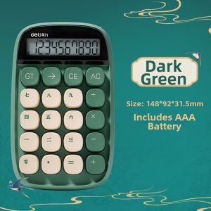 deli | Aesthetic 10-digit High Key Office Calculator 7 Battery