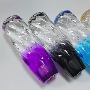 Universal 15cm Twisted Gradient Bubble Crystal Gear Shift Knob 6 Colors Transparent Acrylic Car Manual Shifter Interior Decor