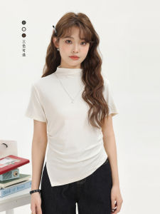 Áo Thun Dệt Kim Cổ Cao Tay Ngắn Ôm Vừa Vặn Phong Cách Hàn Quốc Giảm Tuổi Tác XinmonLee Áo Thun Nữ Mùa Xuân