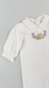 TinyBee บอดี้สูทเด็ก ชุดหมียาว Baby Romper Sleepsuits ชุดเด็กอ่อน ผ้าฝ้าย ปักดอกไม้ อายุ 3-24 เดือน