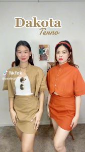 ZEALO Dakota Button Chinese Collar Top and Mini Skirt Terno Coordinates Set | Material: Linen | Free Size: Best Fit Small Medium to SemiLarge | Color: Olive Mocha White Red Rust Old Rose Teal Cream Dusty Blue
