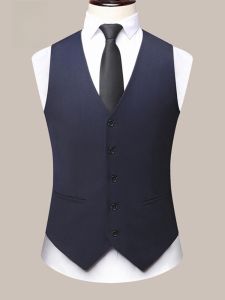 ROMON | Lormen Mens Business Casual Vest Fashionable Spring Summer New Style Polyester Blend Standard Fit V-Neck All Seasons Wear