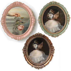 Retro 12 นิ้วติดผนังรูปไข่กรอบรูปยุโรปสไตล์ตกแต่งห้องนั่งเล่นเรซิ่นวัสดุ Photo Wall Art ภาพวาดแขวน