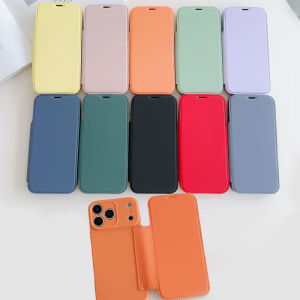 Solid Color TPU+PU Leather Flip Wallet Phone Case for iPhone Air 11 12 13 14 15 16 17 Pro Max Card Slots Full Protection Cover