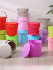 Portable Plastic Bucket Stool with Lid for Bathing Fishing Storage And Organization Non-Folding European Style Bucket Chair