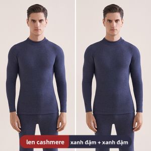 MiiOW | Bộ đồ lót lông cừu lụa ấm áp cổ cao cho nam MiiOW mùa thu đông quần dài tay dài chất liệu polyester thoải mái