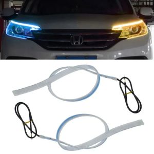 KEVANLY | 2PCS 30/45CM Car Daytime Running Light Flexible Strip Ice Blue Turn Signal Yellow Brake Flow Lights DRL Auto Headlights 12v