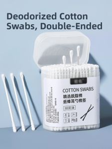Double-Headed Cotton Swabs Ear Cleaning Tool with Ear Spoon Adult Paper Stick Earwax Removal Tool Household Personal Care