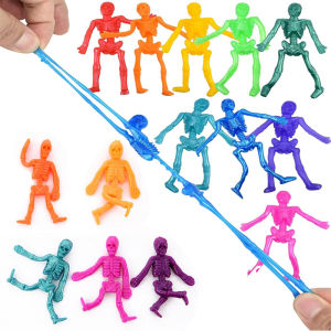 12/24PCS Halloween Skeletons Stress Relief Toys Rubber Stretchy Horror Dolls Kids Halloween Party Favors Gifts Goodies Filler