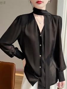 BALANYANG | Áo Blouse Chiffon Đính Nơ Sang Trọng Trẻ Trung