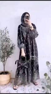 GAMIS SET HIJAB EMILIA Dress Baju Gamis Wanita Terbaru Mewah Viral Terlaris Busana Muslim Dewasa Kekinian Hari Raya Model Baru