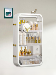 Luxury Bathroom Bedroom Vanity Cosmetic Storage Rack Wall Mounted Plastic Organizer Shelf No Drilling Required for Wash Basin