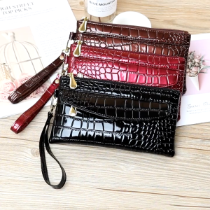 VIVIDI Double Zipper Women Long Wallets Fashion Leather Ladies Wallet  Crocodile Purses Clutch Bag