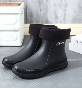 Mens Mid-Cut Fishing Waterproof Shoes Fashionable Student Wear-Resistant Work Boots Spring Summer Cotton-Enhanced Versatile