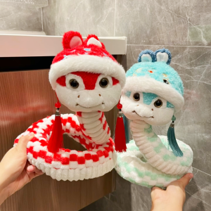 2025 Snake Year Elegant Snake Ornament Plush Toy Spring Festival Small Snake Soft Stuffed Doll Chinese Style Decorative Piece