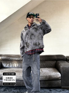 เสื้อสเวตเตอร์คอวีลายพรางแบบสวมหัวหลวมๆ ทรงหลวมๆ แขนยาว ปกโปโล ทรงหลวมๆ สำหรับฤดูใบไม้ร่วงและฤดูหนาว