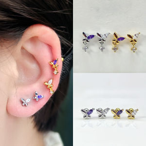 Hypoallergenic Titanium Steel Butterfly Ear Cuff Sleepwear Friendly Womens Fashion Jewelry Decorative Screw-In Post Earring