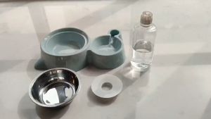 Pet Bowl 2-in-1 Cat Bowl Water Dispenser Automatic Water Storage Dog Food Bowl Food Container with Waterer Cat Feeder
