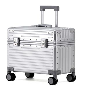 All-Aluminum Magnesium Alloy Photography Equipment Trolley Case Camera Luggage Boarding Bag 18-Inch Flip Password Suitcase