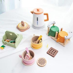 KABKABI | Colorful Wooden Childrens Pretend Play Tea Set